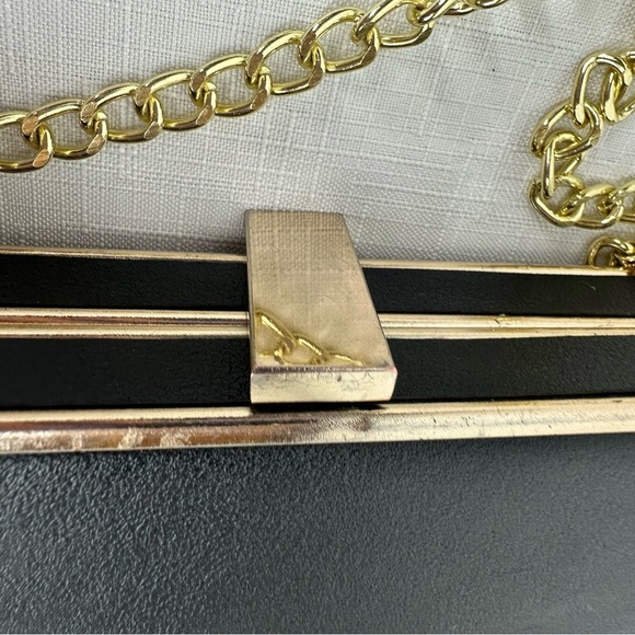 CARA New York Black Gold Trim Hard Case Clutch or Crossbody - Picture 9 of 16